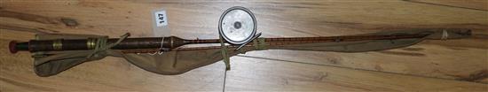 A split cane fishing rod by Foster, Ashbourne and Reel